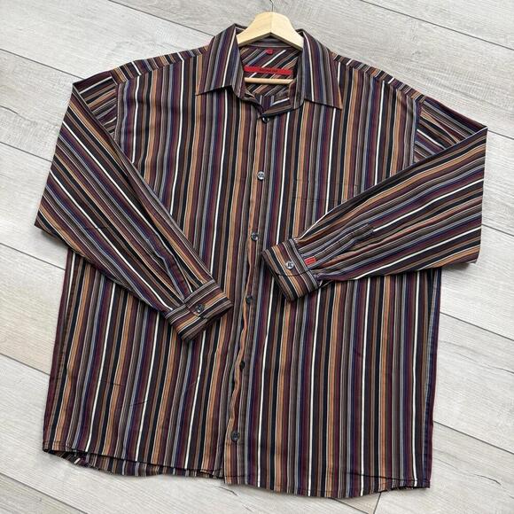 VTG Signum Striped Button-Up Shirt XL Multicolor Long Sleeve Cotton Germany Made - Picture 1 of 12